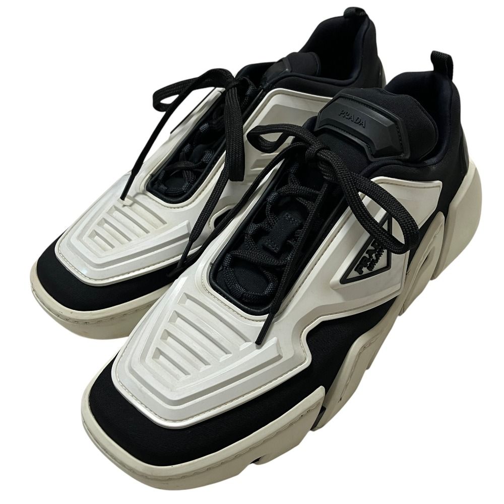 Prada Techno Stretch Fabric Sneakers 39 White Navy