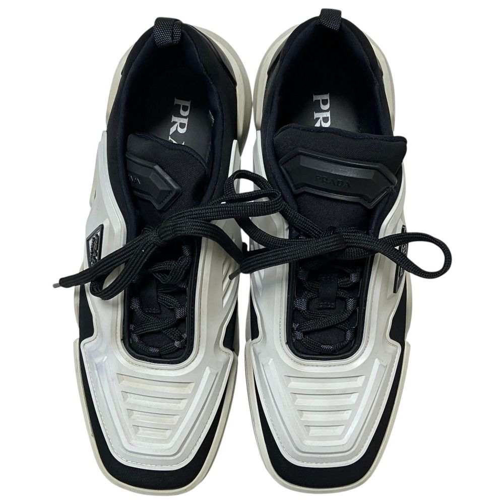 Prada Techno Stretch Fabric Sneakers 39 White Navy — view 6