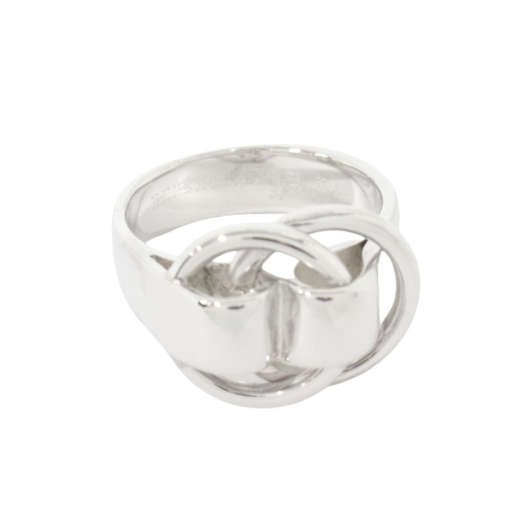 Hermes Polished Deux Anneaux Ring Vintage 52 Silver — view 4