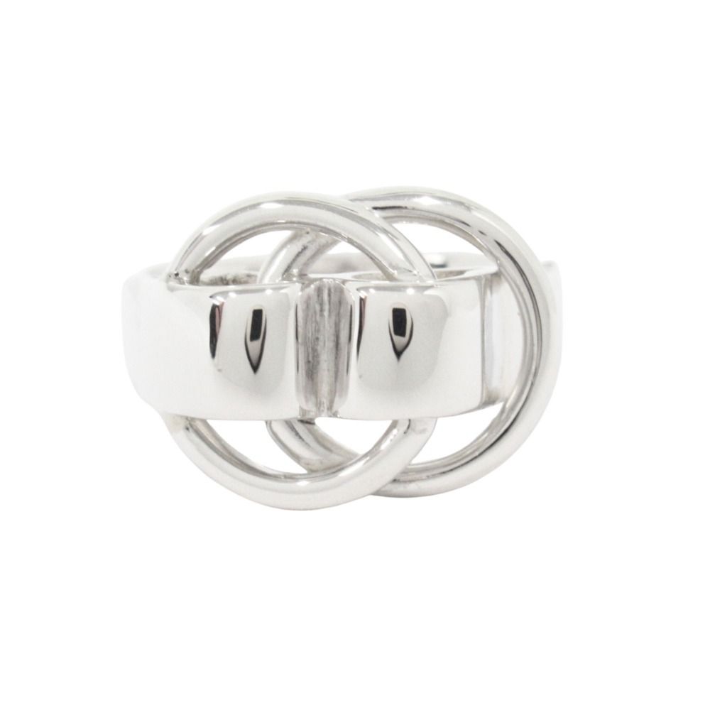 Hermes Polished Deux Anneaux Ring Vintage 52 Silver