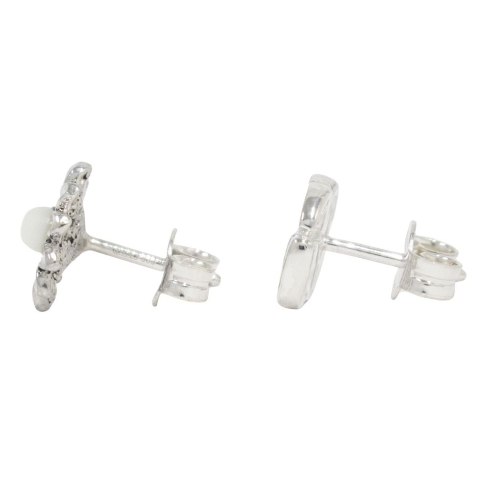 Gucci Polished Double Flower Studs Earrings Mother of Pearl Silver — view 2