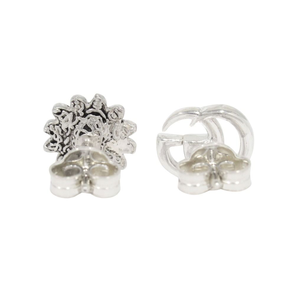 Gucci Polished Double Flower Studs Earrings Mother of Pearl Silver — view 3