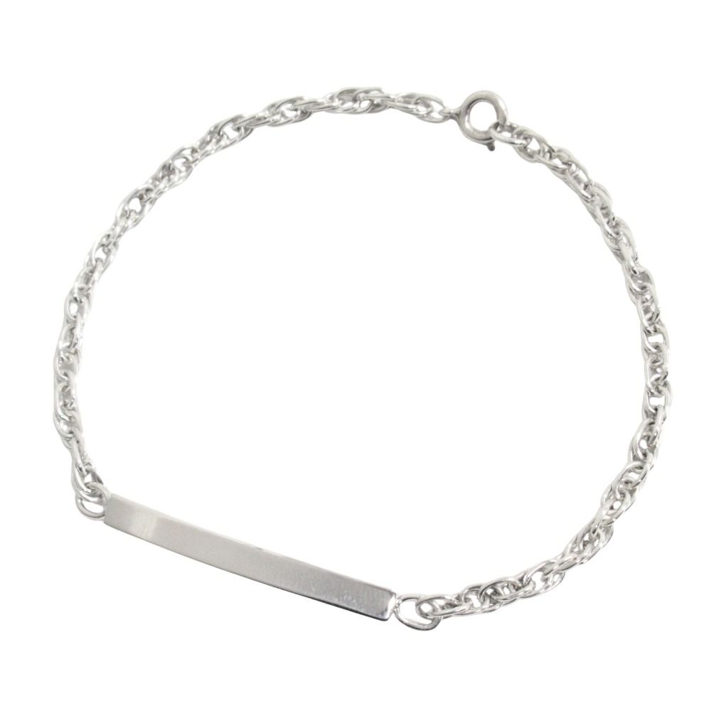 Tiffany & Co Polished ID Plate Chain Bracelet Silver