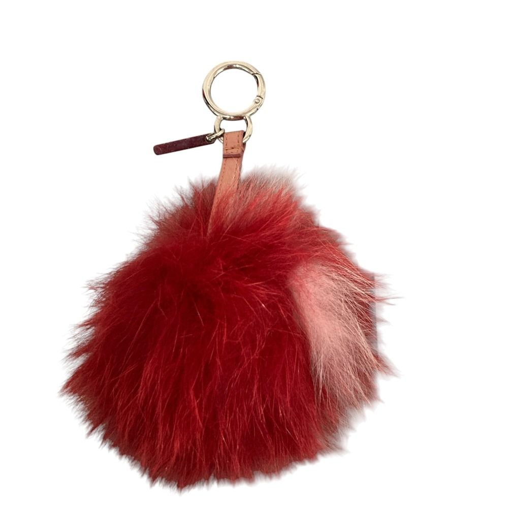 Fendi Pom Fur Charm Red Keychain — view 2
