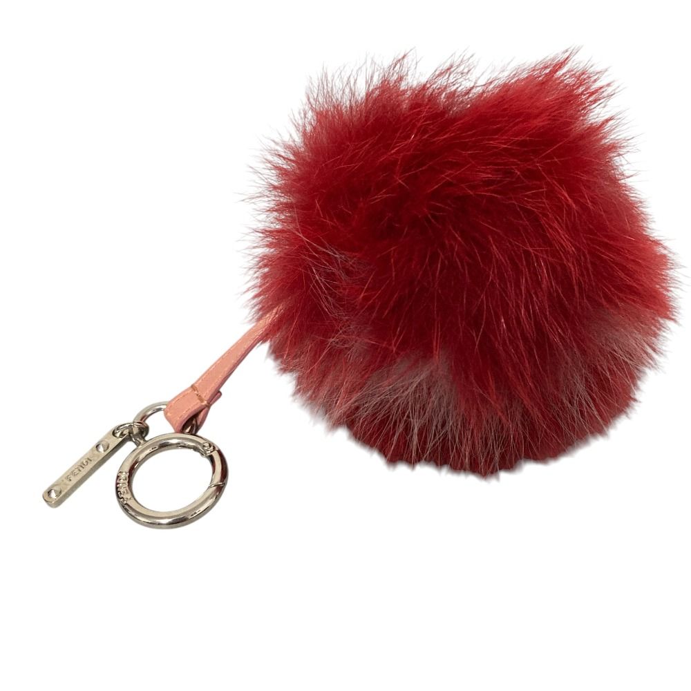 Fendi Pom Fur Charm Red Keychain — view 3