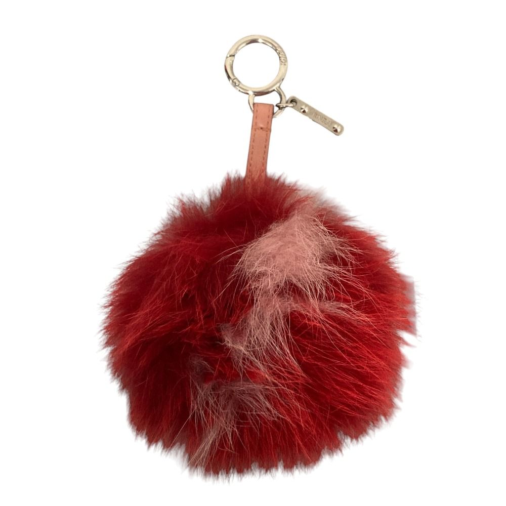 Fendi Pom Fur Charm Red Keychain