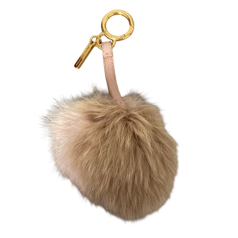 Fendi Pom Charm Pink Beige Keychain — view 2
