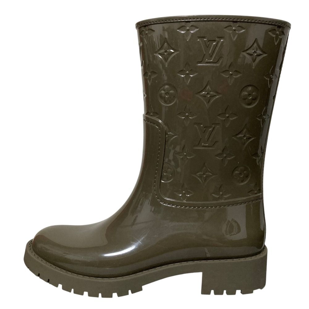 Louis Vuitton Drops Monogram Embossed Rain Boots 39 Khaki — view 4