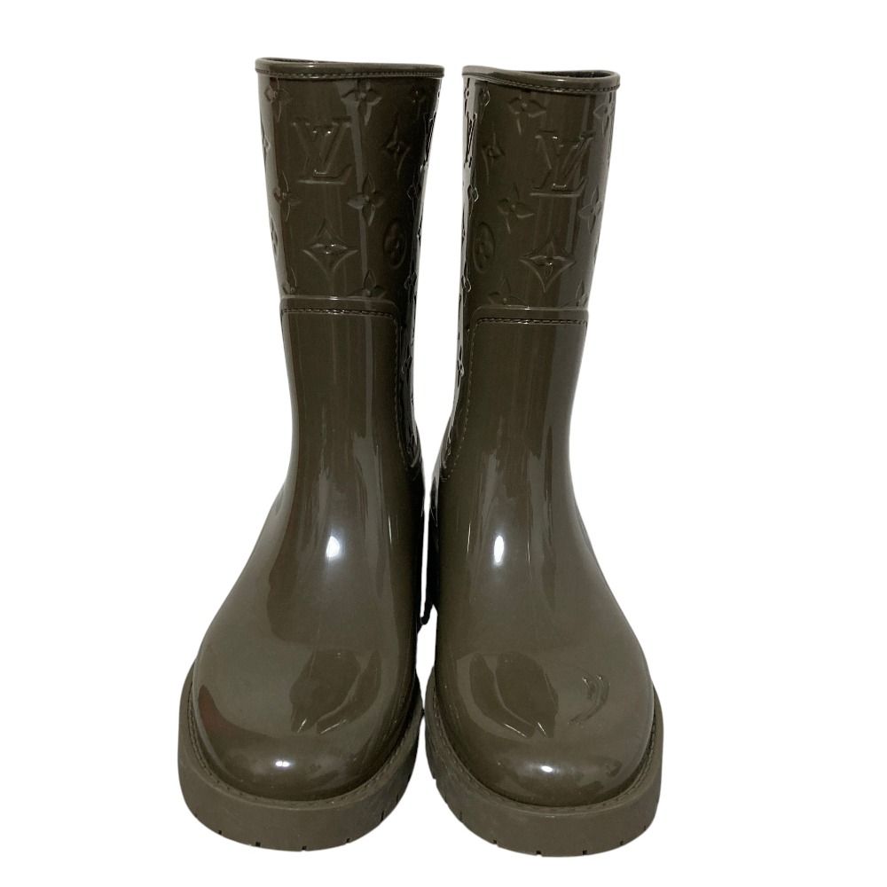 Louis Vuitton Drops Monogram Embossed Rain Boots 39 Khaki — view 2