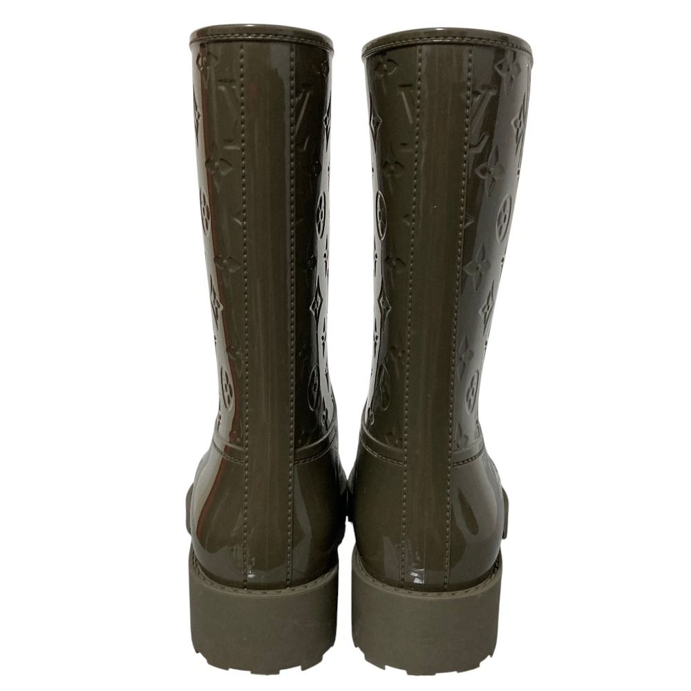 Louis Vuitton Drops Monogram Embossed Rain Boots 39 Khaki — view 3