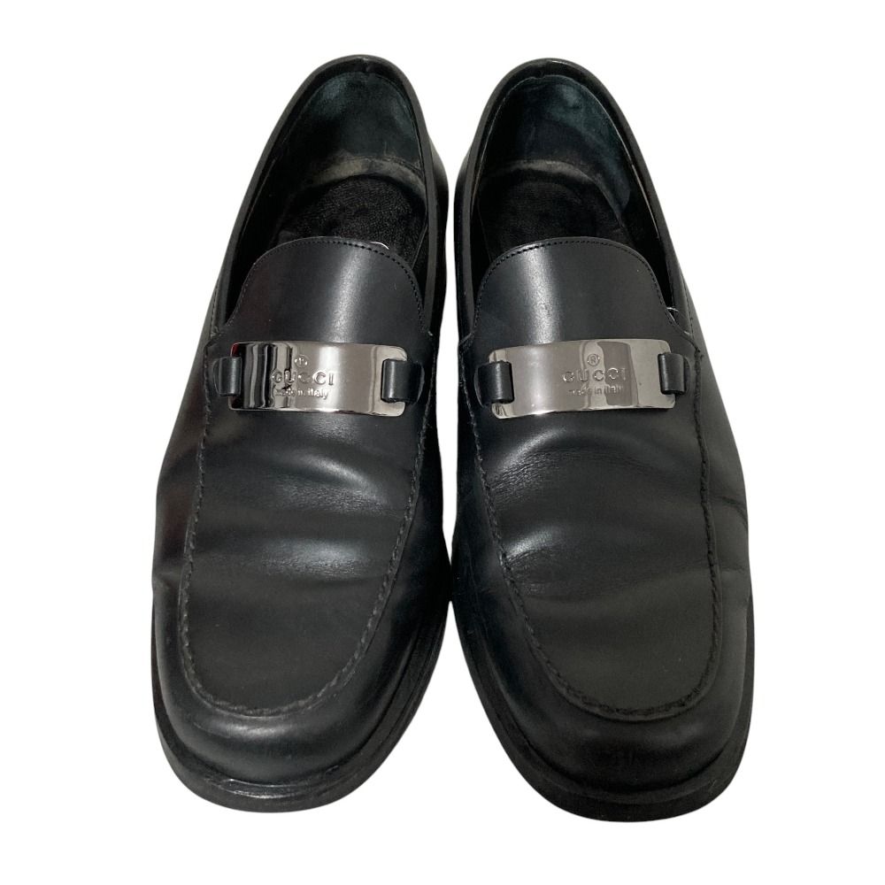 Gucci Silver Plate Leather Loafers 36.5 Black — view 2