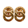 Celine Double Circle Logo Metal Clip Earrings Gold