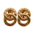 Celine Double Circle Logo Metal Clip Earrings Gold