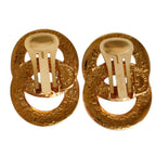 Celine Double Circle Logo Metal Clip Earrings Gold — view 4