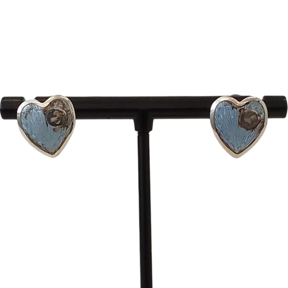 Gucci 925 Interlocking Heart Stud Earrings Light Blue