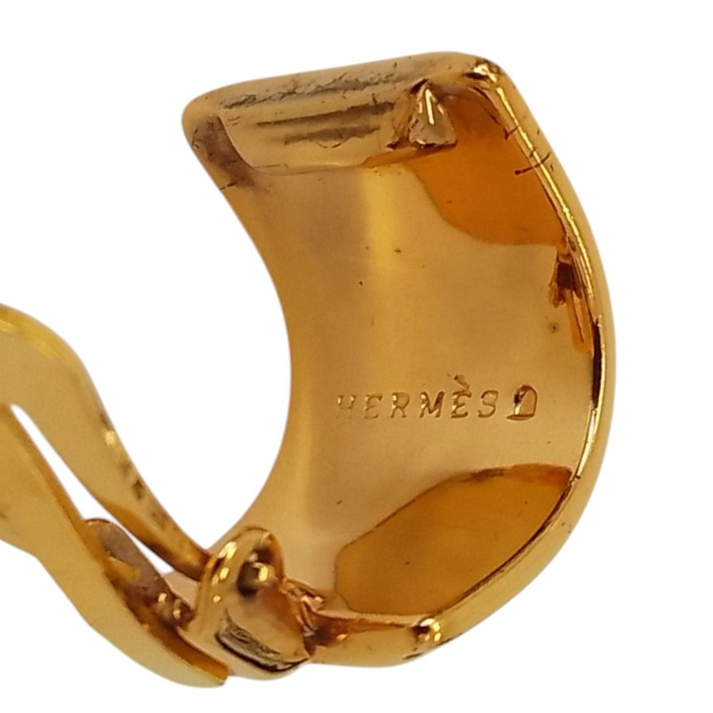 Hermes Cloisonne Enamel Earrings Gold Color Navy — view 9
