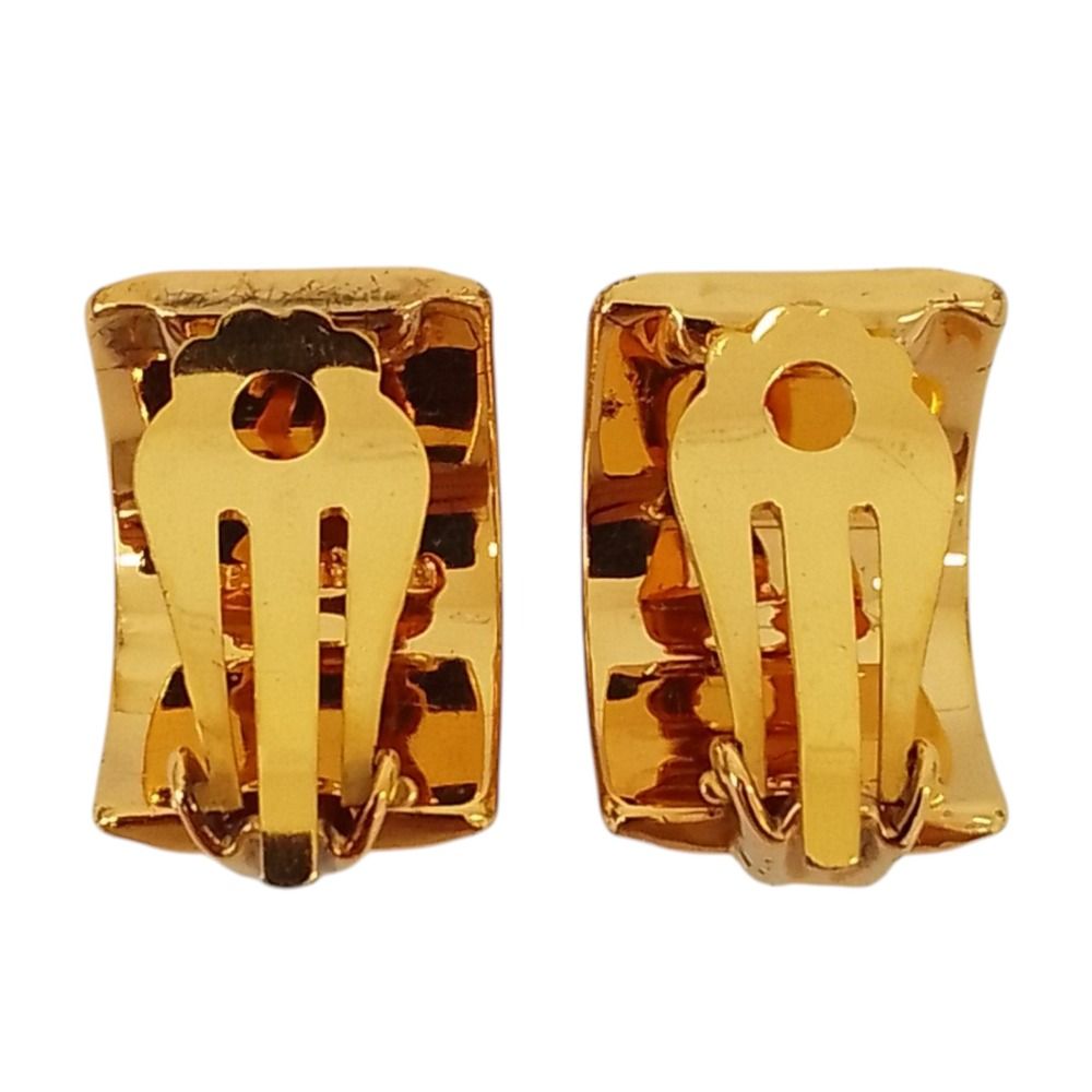 Hermes Cloisonne Enamel Earrings Gold Color Navy — view 5