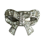 Chanel Rhinestone Ribbon Motif Ring to Silver