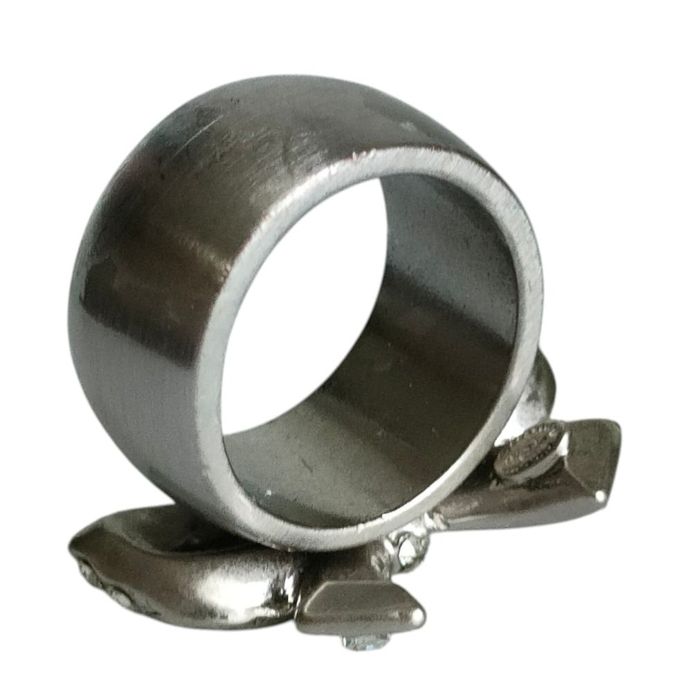 Chanel Rhinestone Ribbon Motif Ring to Silver — view 4
