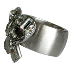 Chanel Rhinestone Ribbon Motif Ring to Silver — view 2