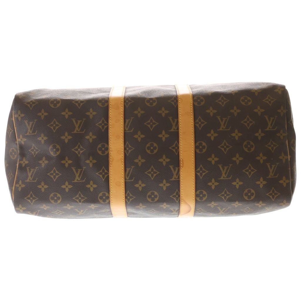 Louis Vuitton Monogram Keepall 45 Boston Bag Brown Leather Gold — view 4