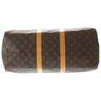 Louis Vuitton Monogram Keepall 45 Boston Bag Brown Leather Gold — view 4
