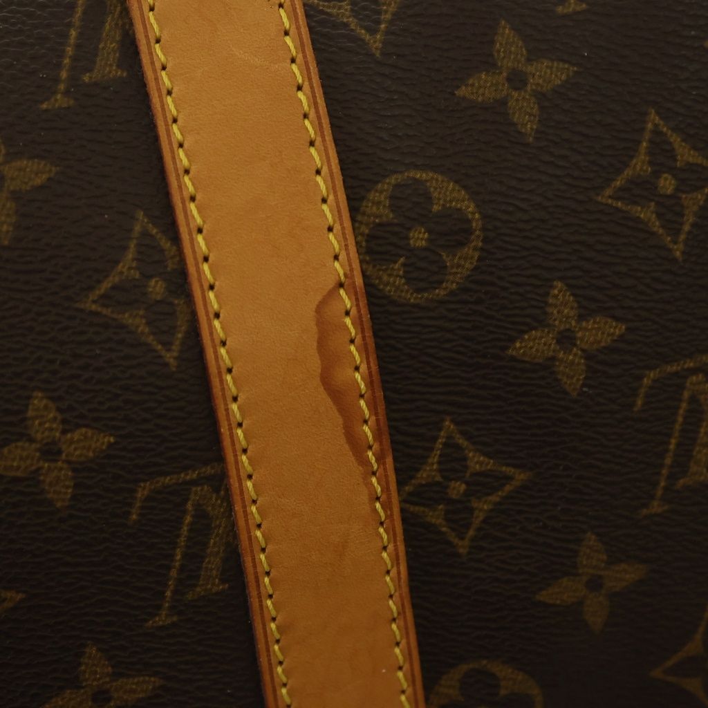 Louis Vuitton Monogram Keepall 45 Boston Bag Brown Leather Gold — view 7