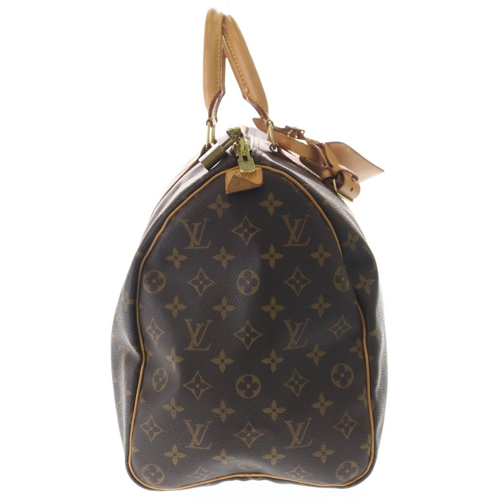 Louis Vuitton Monogram Keepall 45 Boston Bag Brown Leather Gold — view 3