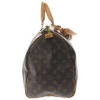 Louis Vuitton Monogram Keepall 45 Boston Bag Brown Leather Gold — view 3