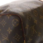 Louis Vuitton Monogram Keepall 45 Boston Bag Brown Leather Gold — view 5