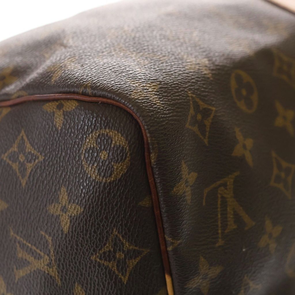 Louis Vuitton Monogram Keepall 45 Boston Bag Brown Leather Gold — view 5