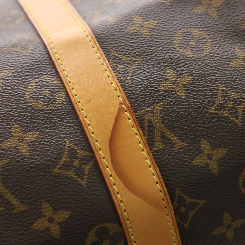 Louis Vuitton Monogram Keepall 45 Boston Bag Brown Leather Gold — view 6