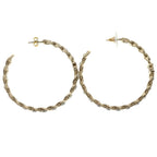 Chanel CC Logo Rhinestone Hoop Earrings Gold — view 4