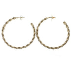 Chanel CC Logo Rhinestone Hoop Earrings Gold — view 3