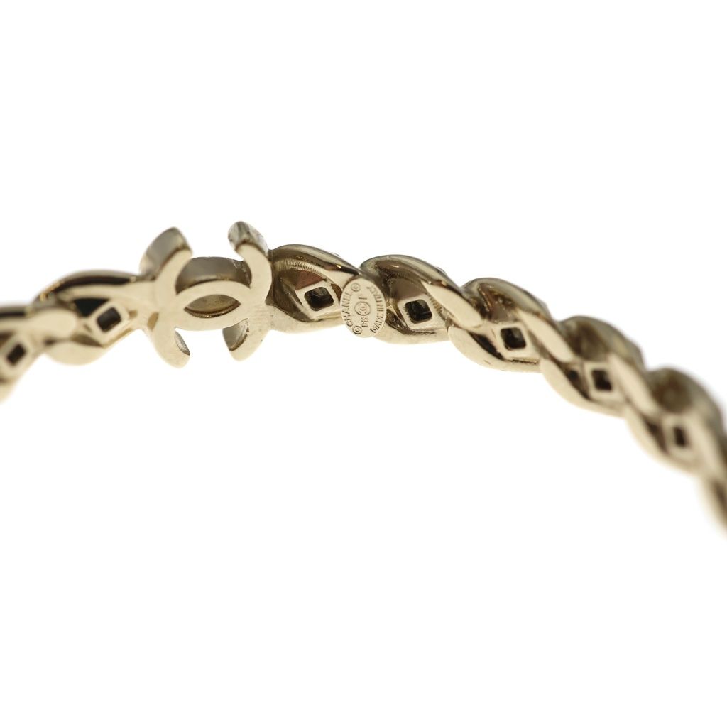 Chanel CC Logo Rhinestone Hoop Earrings Gold — view 5