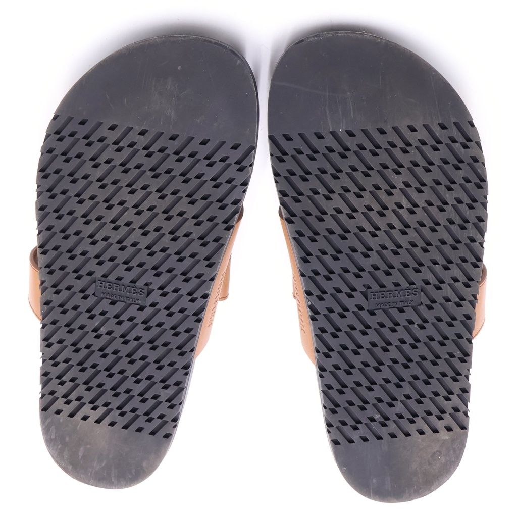 Hermes Chypre Leather Sandals Brown — view 5