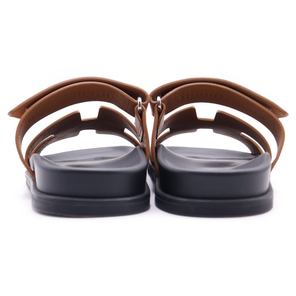 Hermes Chypre Leather Sandals Brown — view 3