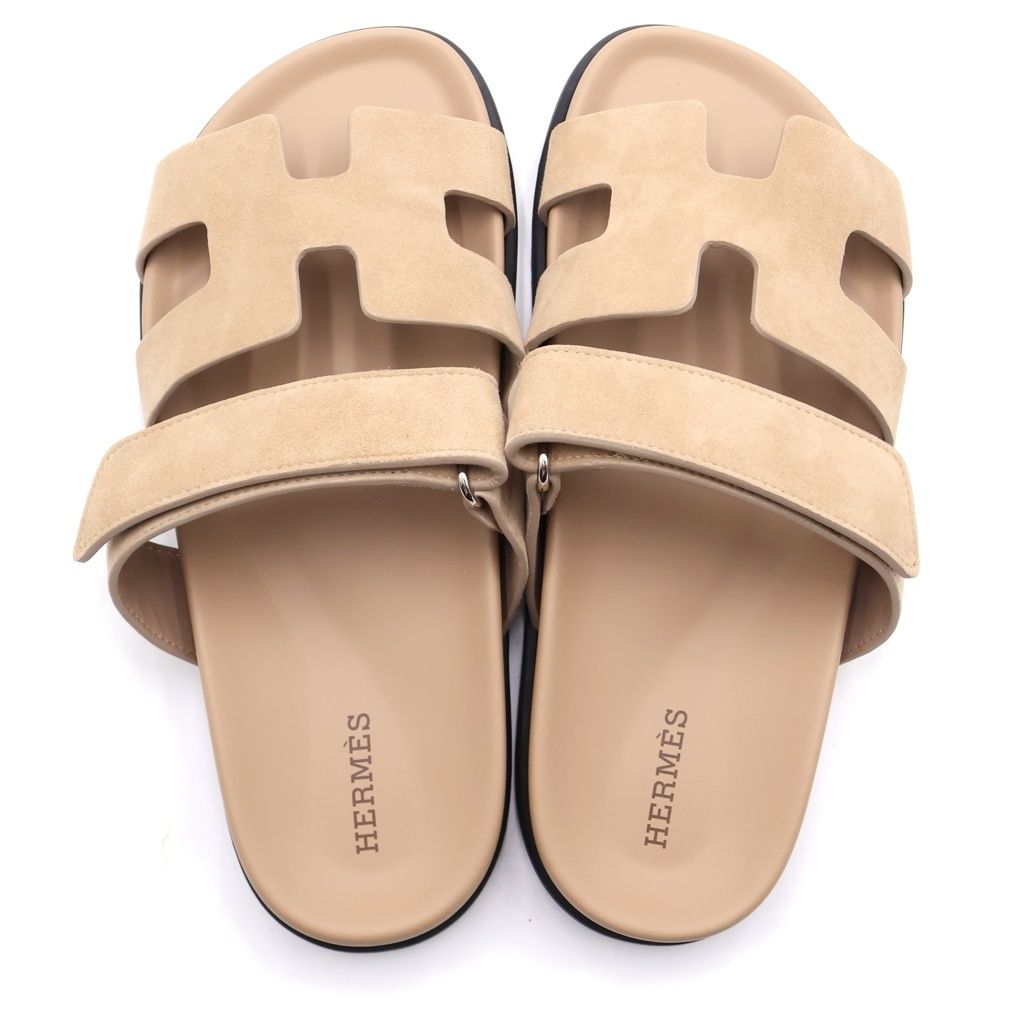 Hermes Chypre Suede Sandals Beige — view 4