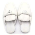 Prada Soft Patted Donappa Leather Flat Shoes White — view 4