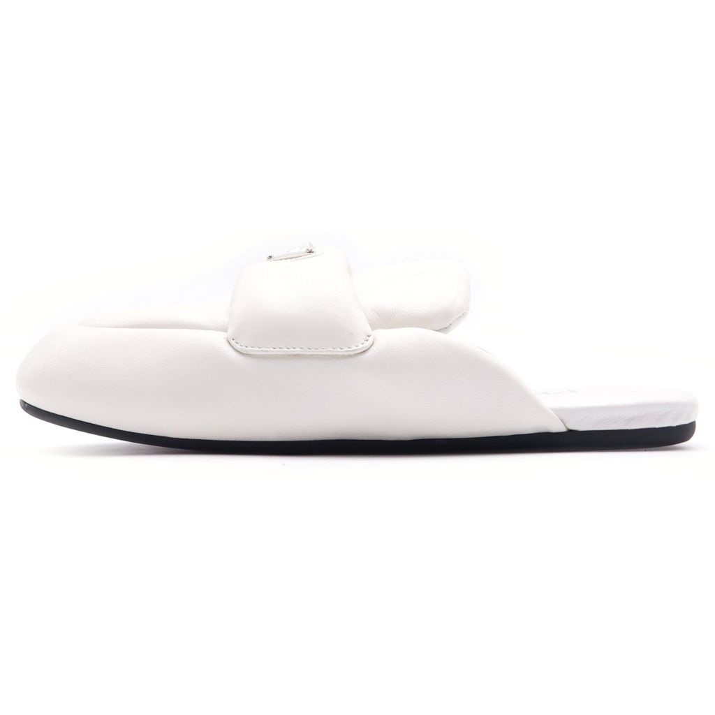Prada Soft Patted Donappa Leather Flat Shoes White