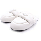 Prada Soft Patted Donappa Leather Flat Shoes White — view 2