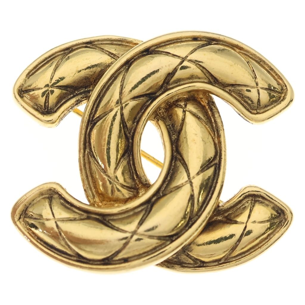 Chanel Quilted CC Logo Brooch Gold