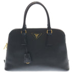 Prada Promenade Saffiano Leather Gold 2-Way Shoulder Bag Black