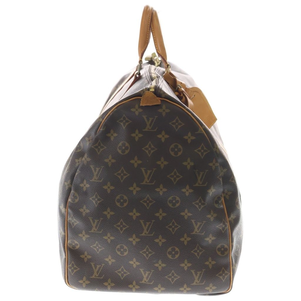 Louis Vuitton Monogram Keepall Bandouliere 60 Travel Bag Brown Leather Gold — view 4