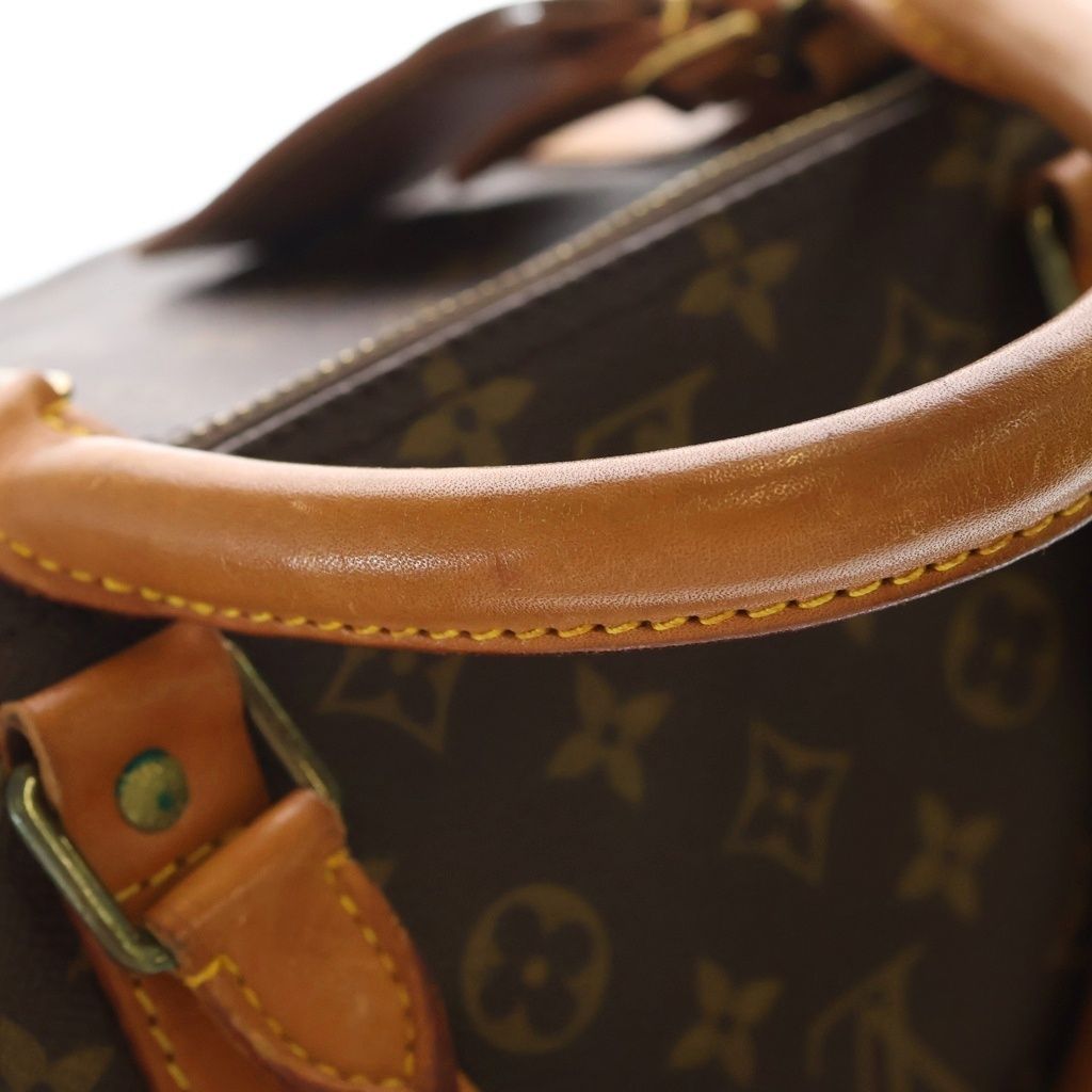 Louis Vuitton Monogram Keepall Bandouliere 60 Travel Bag Brown Leather Gold — view 8