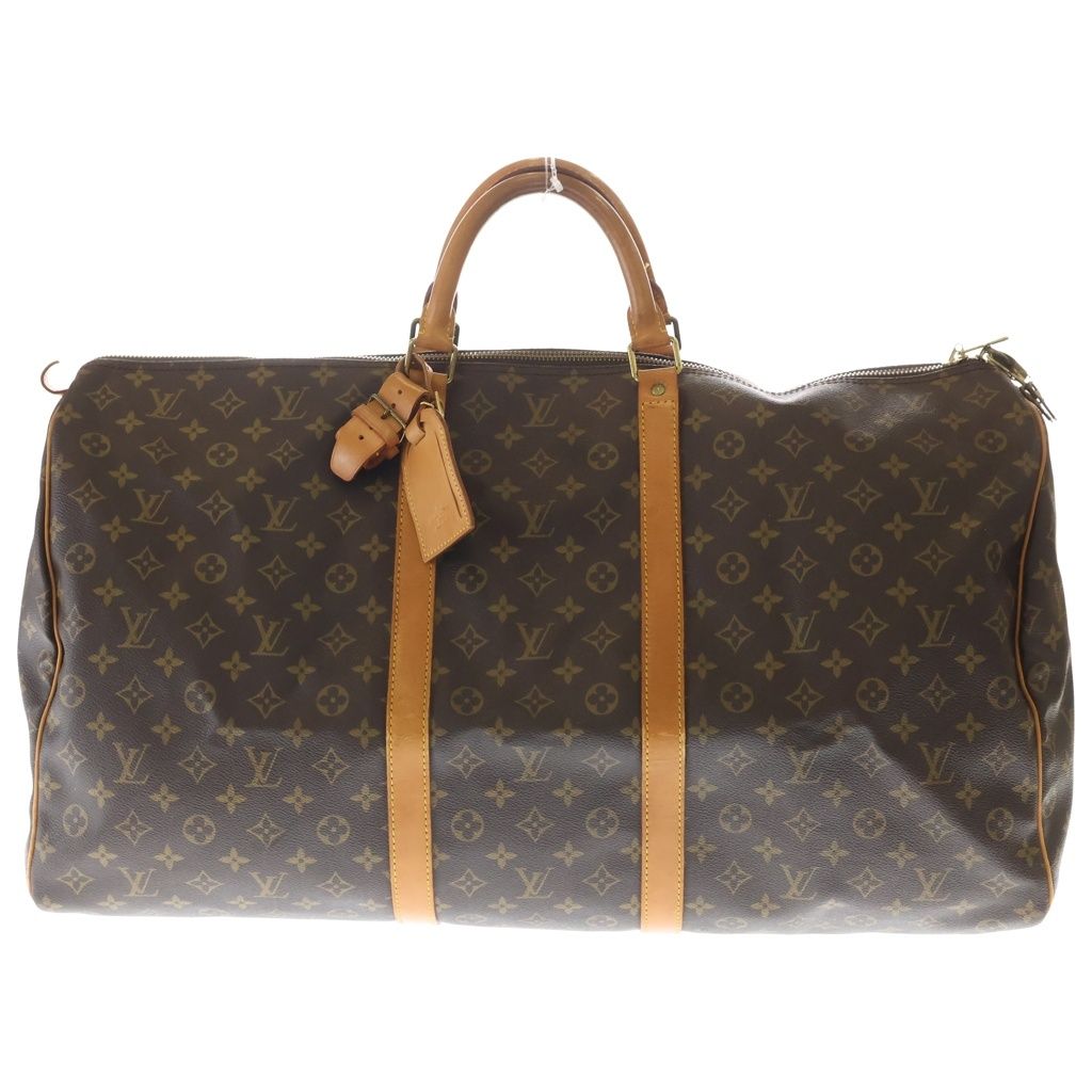 Louis Vuitton Monogram Keepall Bandouliere 60 Travel Bag Brown Leather Gold