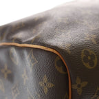Louis Vuitton Monogram Keepall Bandouliere 60 Travel Bag Brown Leather Gold — view 6