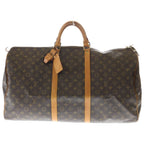 Louis Vuitton Monogram Keepall Bandouliere 60 Travel Bag Brown Leather Gold — view 2