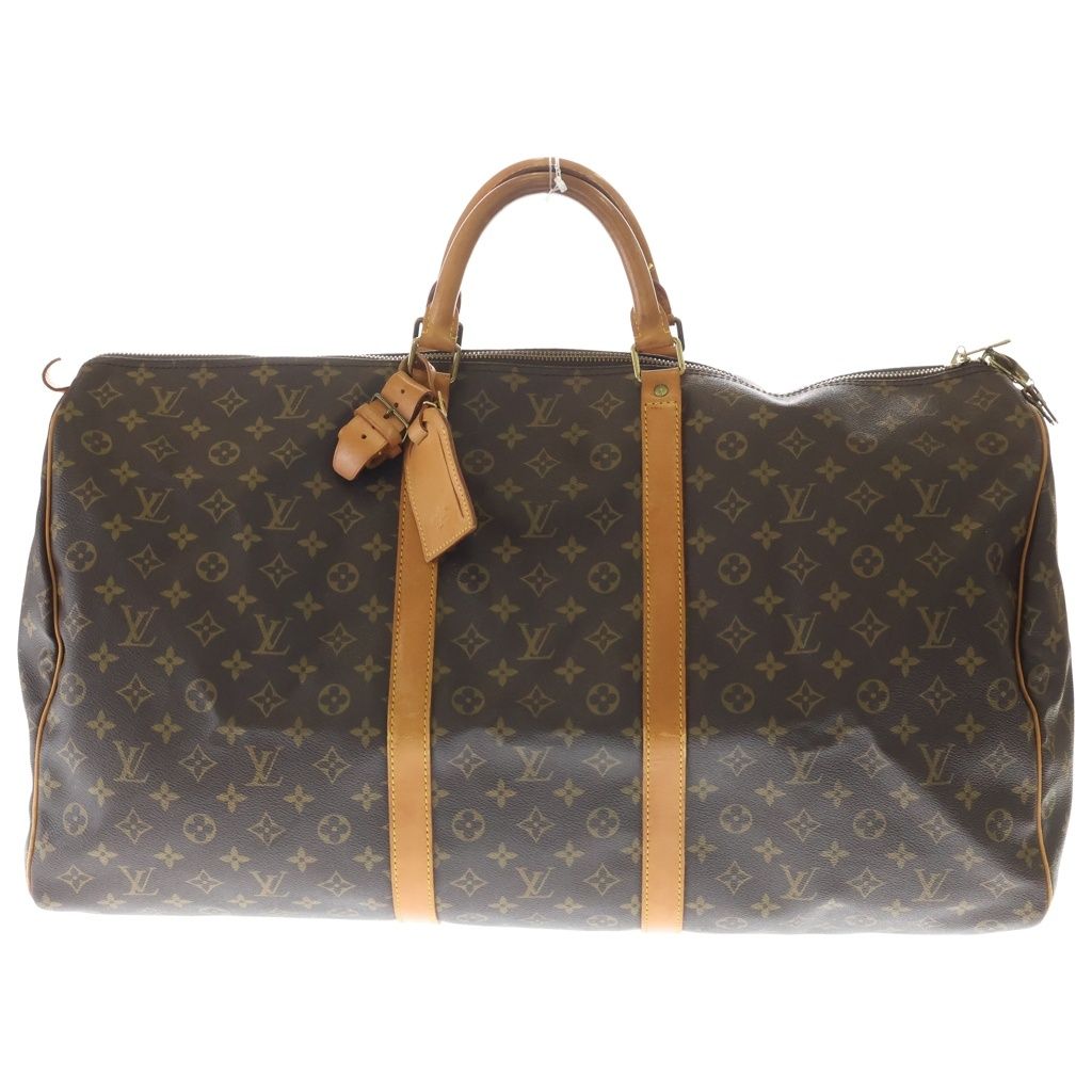 Louis Vuitton Monogram Keepall Bandouliere 60 Travel Bag Brown Leather Gold — view 2