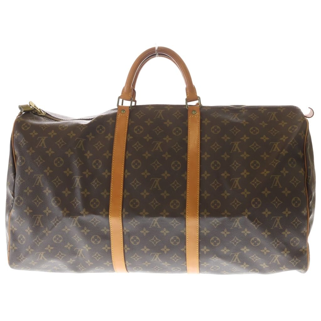 Louis Vuitton Monogram Keepall Bandouliere 60 Travel Bag Brown Leather Gold — view 3